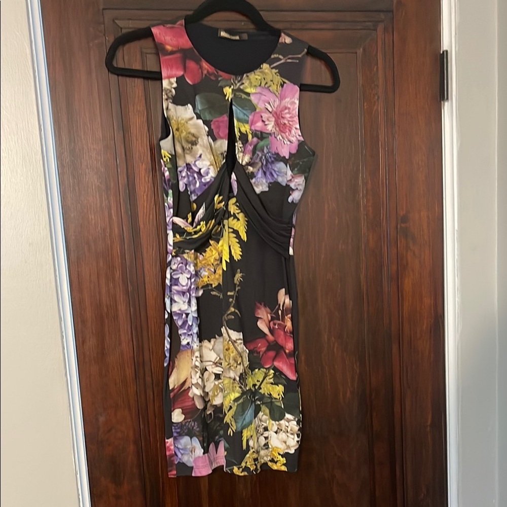 Roberto Cavalli Black Floral Mini Dress